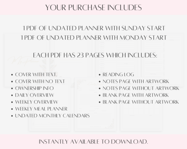Simple Undated Digital And Printable Planner - Image 5
